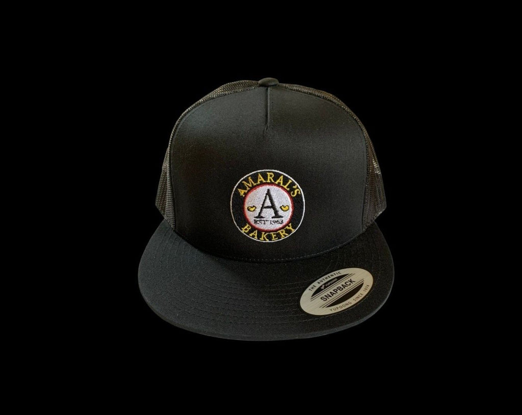 black snapback hat with amarals logo